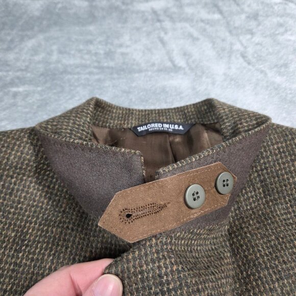 Vintage Stafford Sport Coat Mens 43R Brown Wool Tweed Elbow Patch Blazer Jacket - Picture 4 of 14
